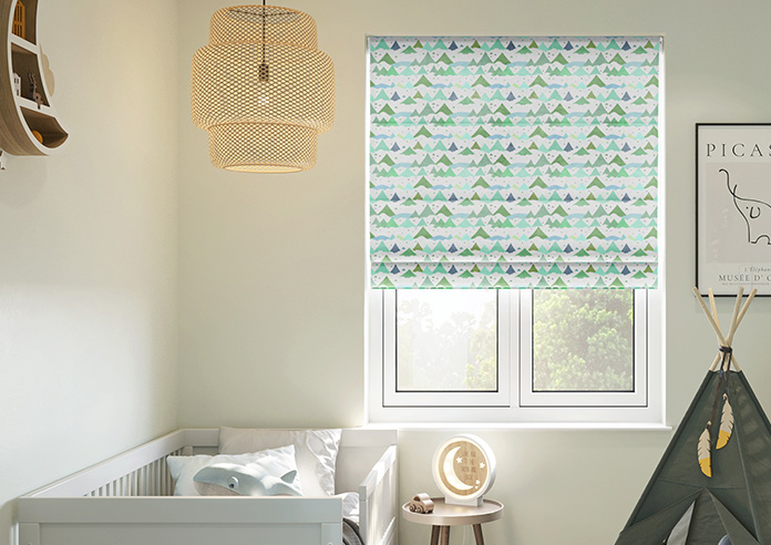 Cloudy Peaks, Mint - Motorised Roman Blind - Image 3